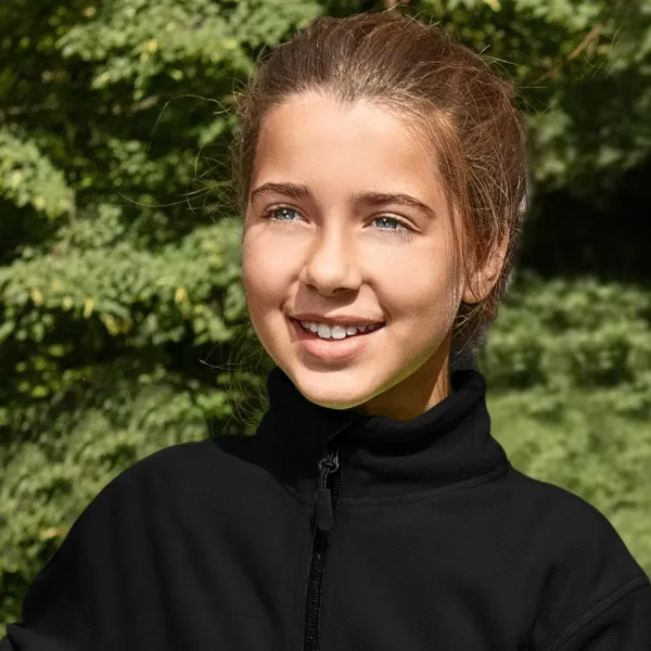 Fleece-Kontrastjacke für Kinder - Hochgestellter Kragen zum Schutz vor Kälte im Nacken