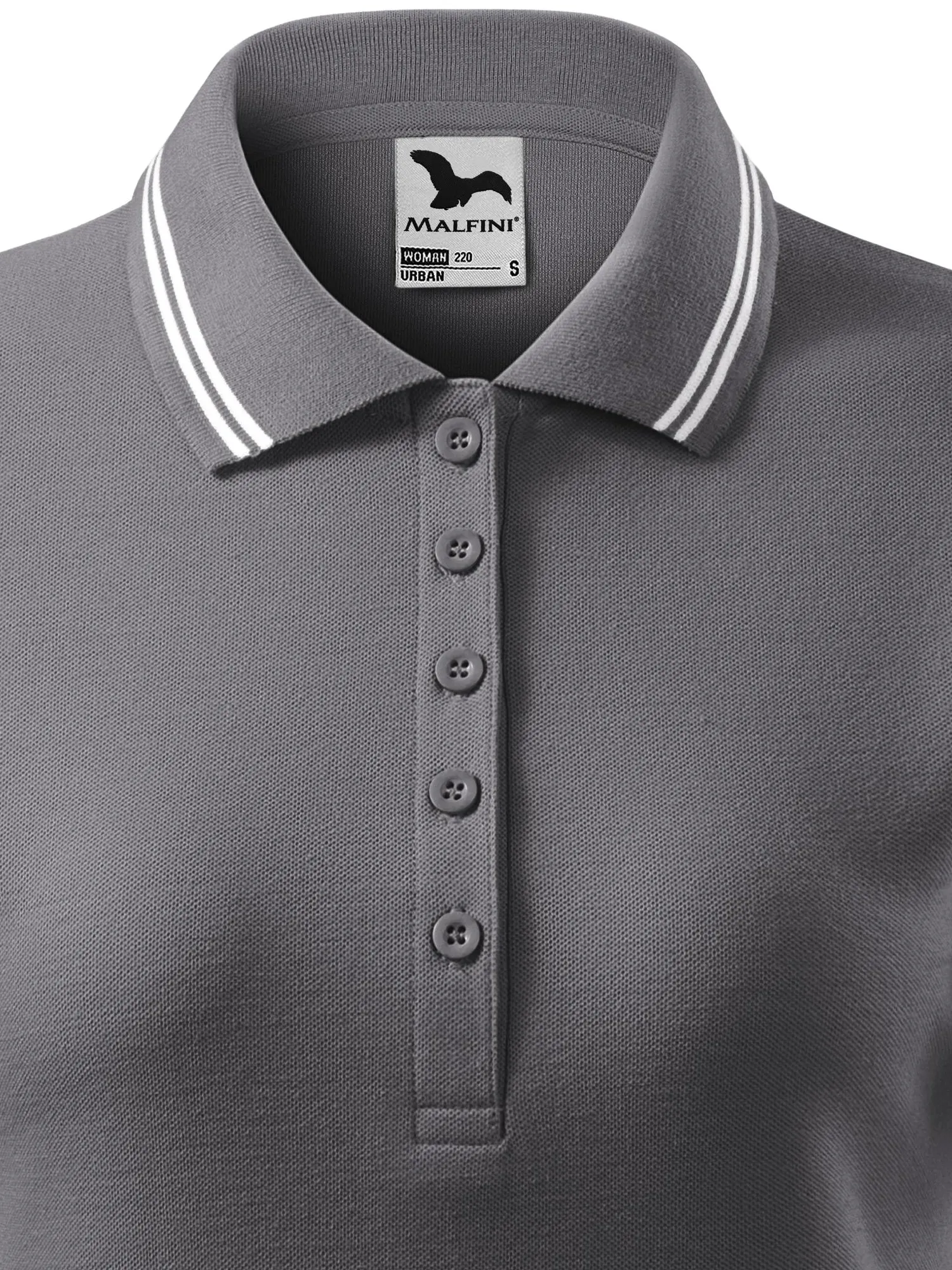 Kontrast-Poloshirt für Damen - 5-Knopf-Verschluss