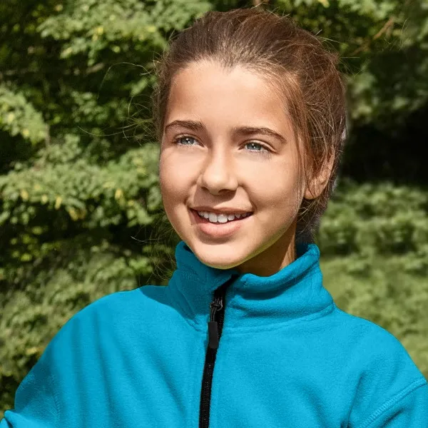 Fleece-Kontrastjacke für Kinder - Hochgestellter Kragen zum Schutz vor Kälte im Nacken