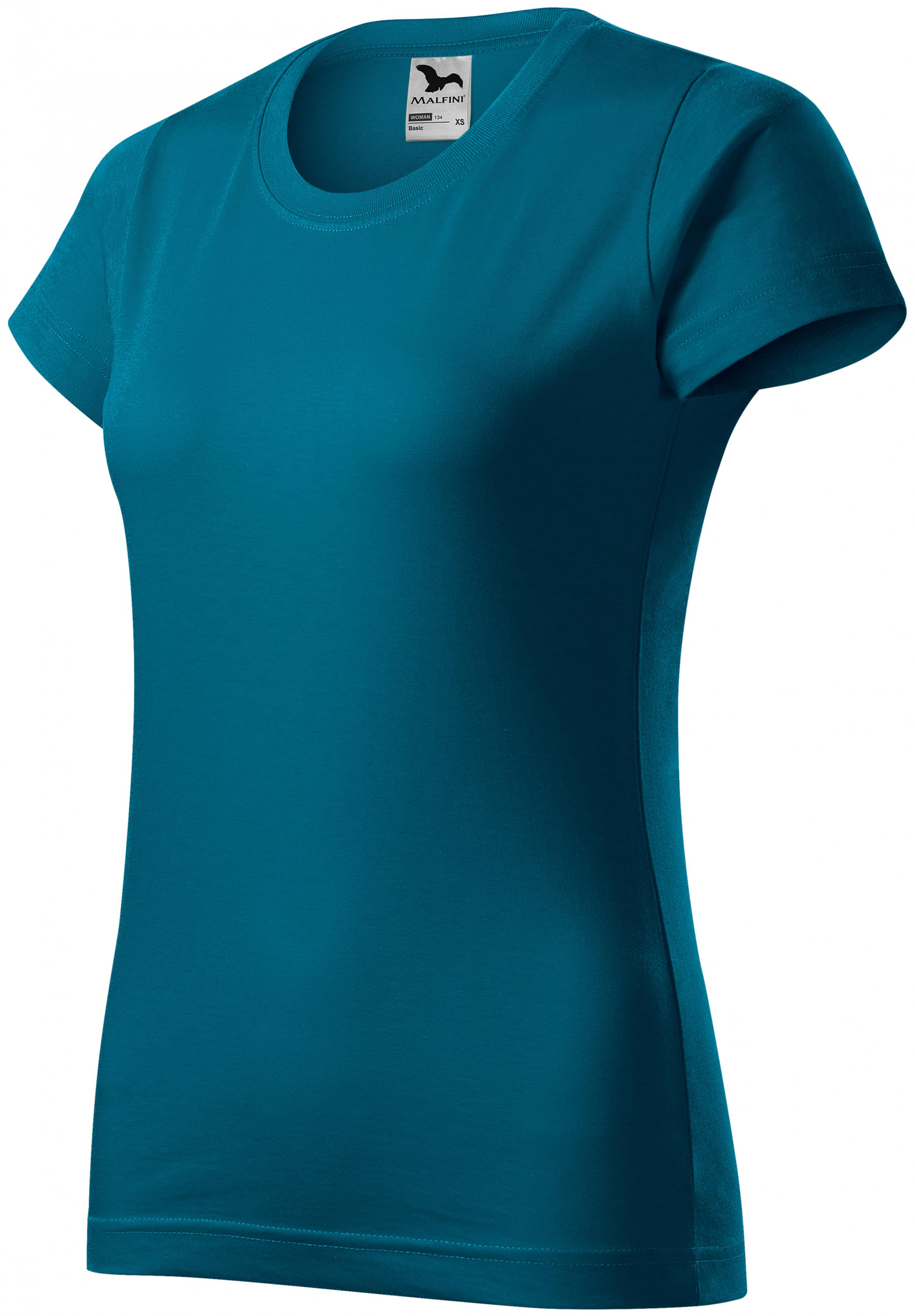 Damen einfaches T-Shirt, petrol blue, XS