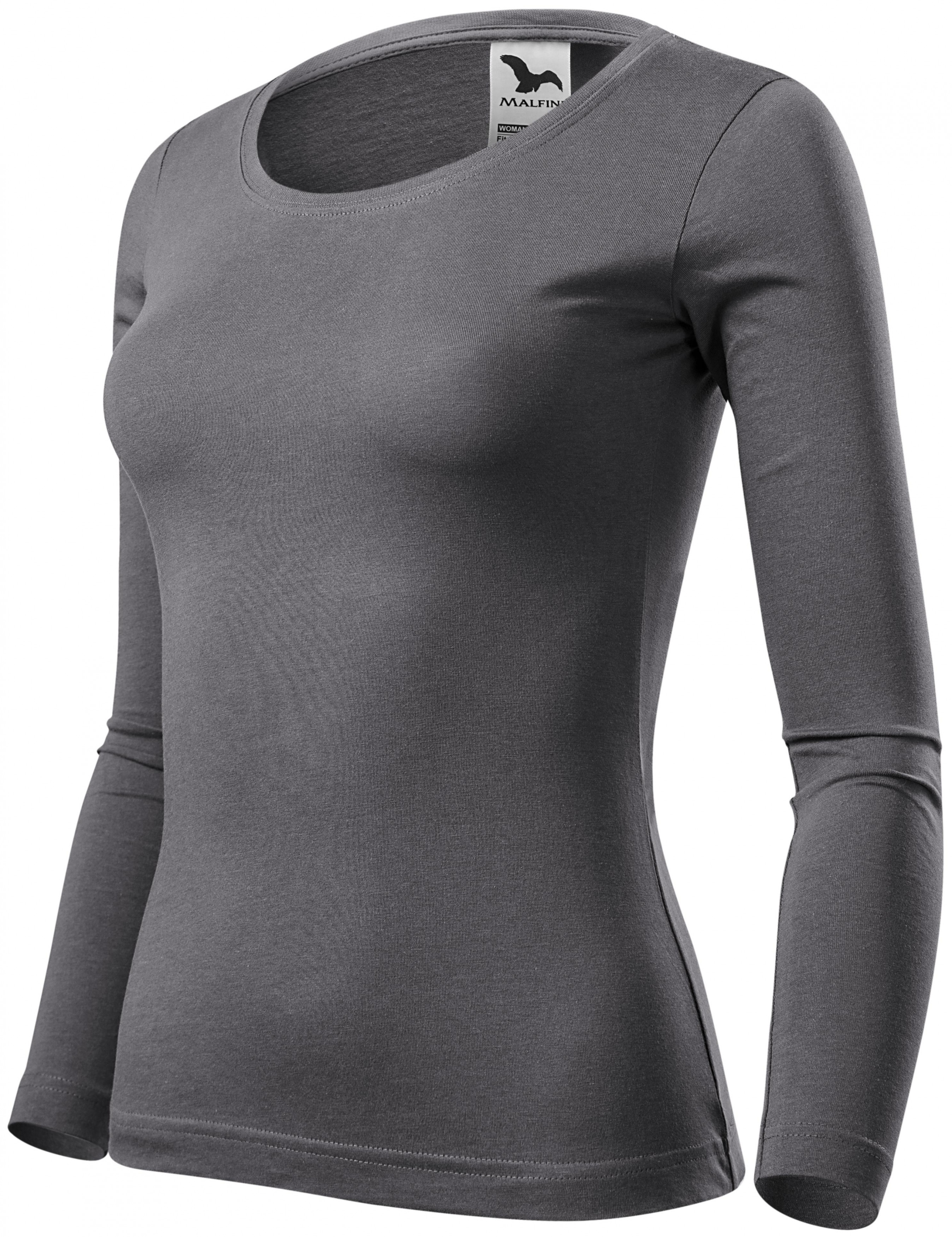 Damen T-Shirt mit langen Ärmeln, stahlgrau, XS