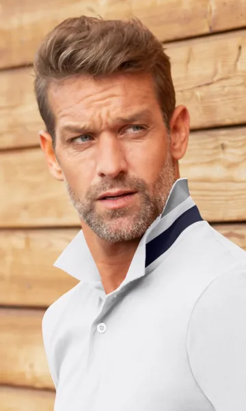 Herren Poloshirt mit Stehkragen - 2-Knopf-Verschluss