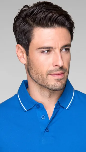 Kontrastiertes Poloshirt für Herren - 3-Knopf-Verschluss