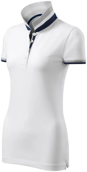 Damen Poloshirt mit Stehkragen - Damen-Poloshirt mit kontrastierendem Streifenkragen