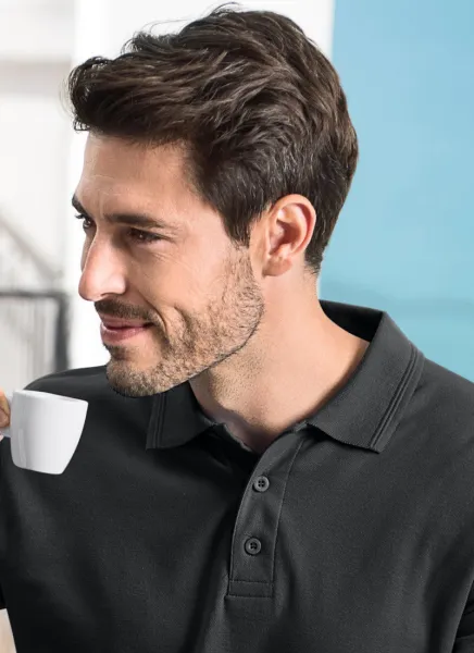 Grobes Poloshirt für Herren mit langen Ärmeln - 3-Knopf-Verschluss
