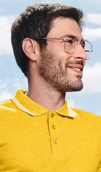 Kontrastiertes Poloshirt für Herren - 3-Knopf-Verschluss