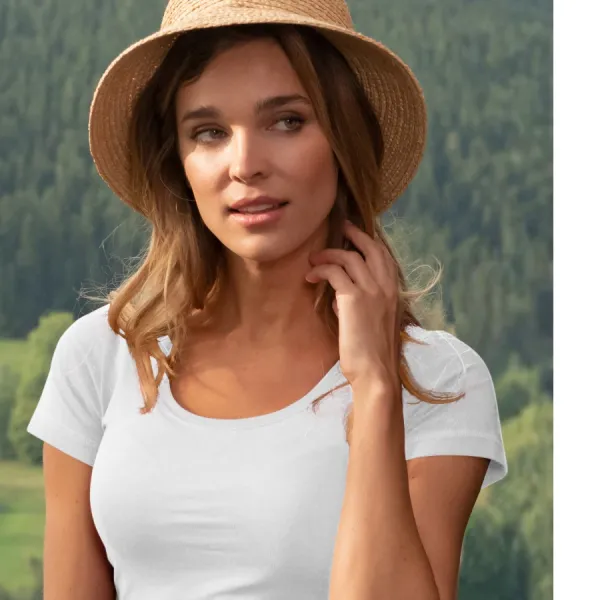 Damen T-Shirt mit Ziernähten - Tiefer Rundhalsausschnitt