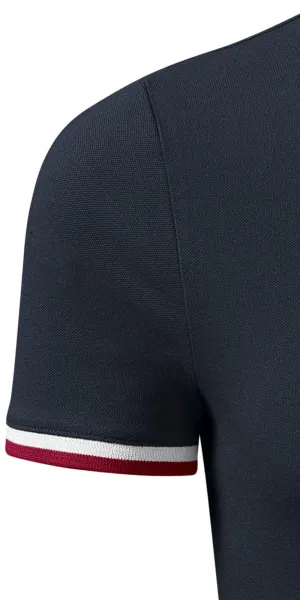 Herren Poloshirt mit Stehkragen - Kurzärmelig mit kontrastierenden Streifen