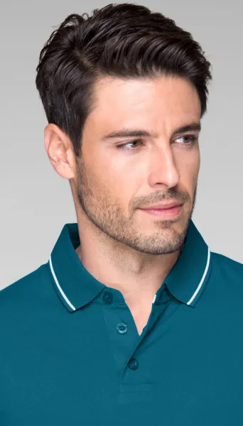 Kontrastiertes Poloshirt für Herren - 3-Knopf-Verschluss