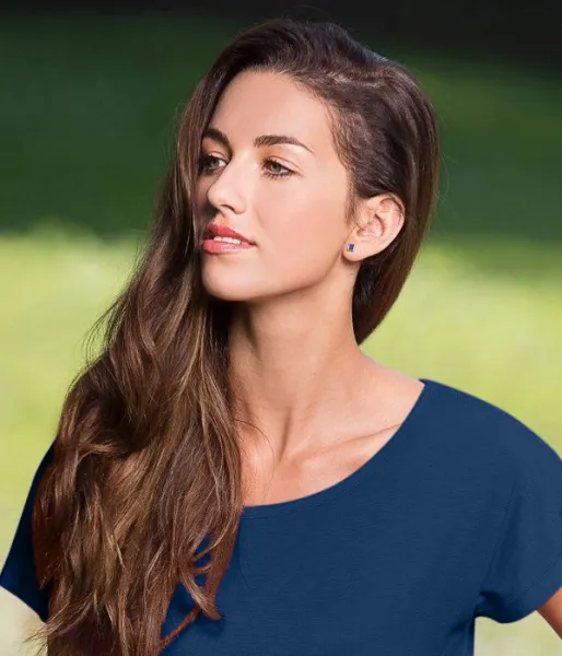 Damen langes T-Shirt/Kleid - Tiefer Rundhalsausschnitt