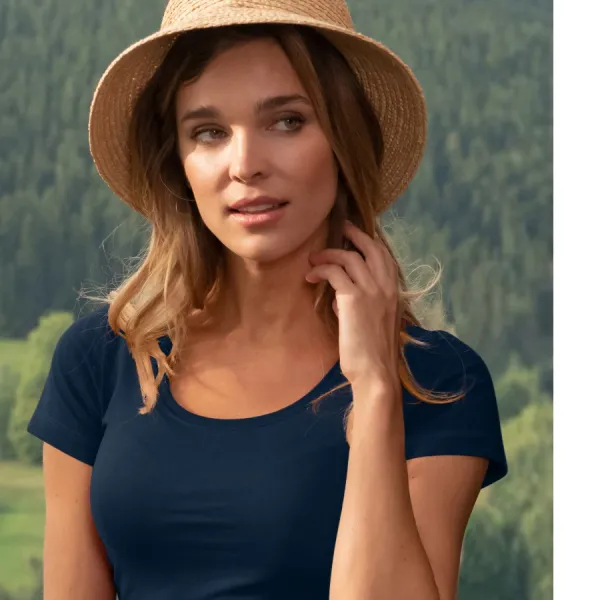 Damen T-Shirt mit Ziernähten - Tiefer Rundhalsausschnitt