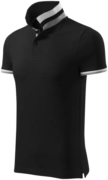 Herren Poloshirt mit Stehkragen - Herren-Poloshirt mit kontrastierendem Streifenkragen