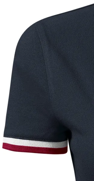 Damen Poloshirt mit Stehkragen - Kurzärmelig mit kontrastierenden Streifen