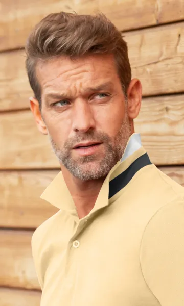 Herren Poloshirt mit Stehkragen - 2-Knopf-Verschluss