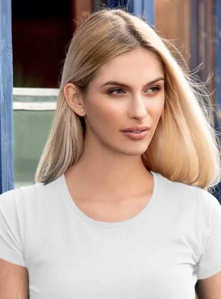Damen T-Shirt mit sehr kurzen Ärmeln - Klassischer Rundhalsausschnitt