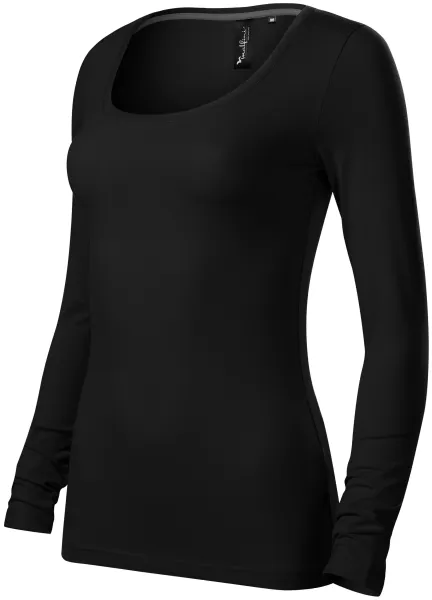 Damen T-Shirt mit langen Ärmeln und tiefem Ausschnitt - Damen Baumwoll-T-Shirt für jeden Tag