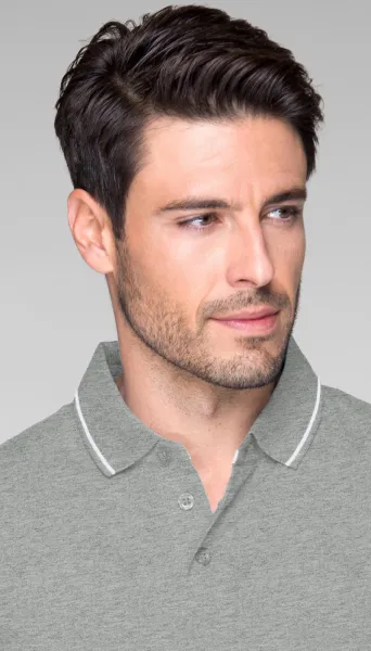Kontrastiertes Poloshirt für Herren - 3-Knopf-Verschluss