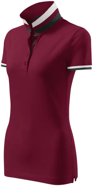 Damen Poloshirt mit Stehkragen - Damen-Poloshirt mit kontrastierendem Streifenkragen