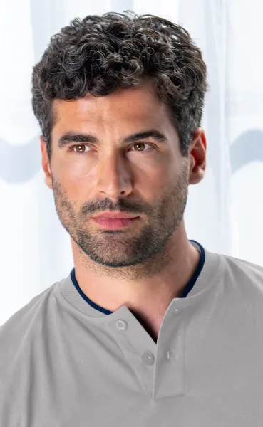 Herren-Poloshirt mit Bomberkragen - 2-Knopf-Verschluss