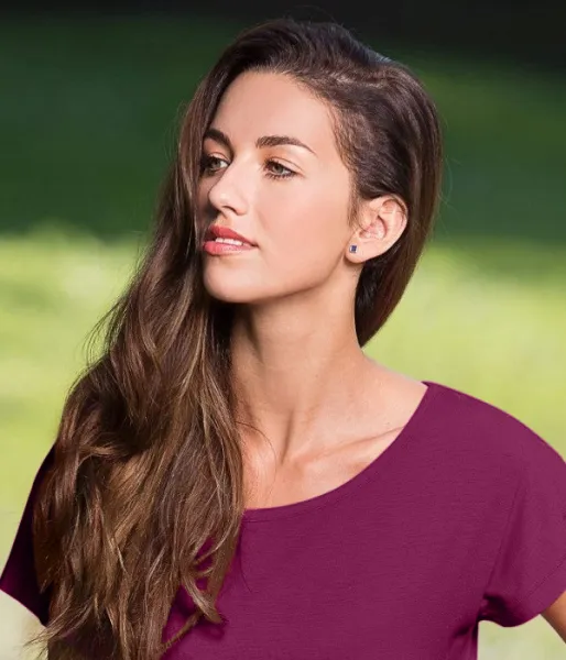 Damen langes T-Shirt/Kleid - Tiefer Rundhalsausschnitt