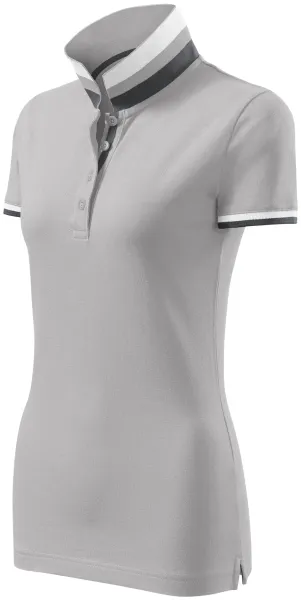 Damen Poloshirt mit Stehkragen - Damen-Poloshirt mit kontrastierendem Streifenkragen