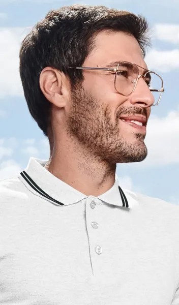 Kontrastiertes Poloshirt für Herren - 3-Knopf-Verschluss