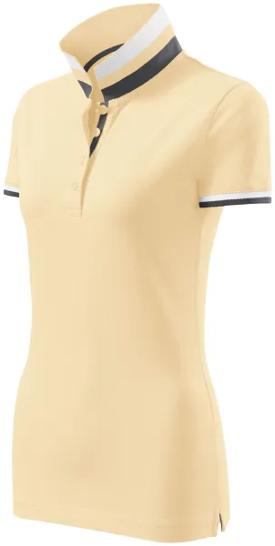 Damen Poloshirt mit Stehkragen - Damen-Poloshirt mit kontrastierendem Streifenkragen