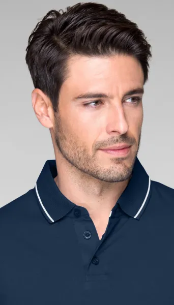 Kontrastiertes Poloshirt für Herren - 3-Knopf-Verschluss