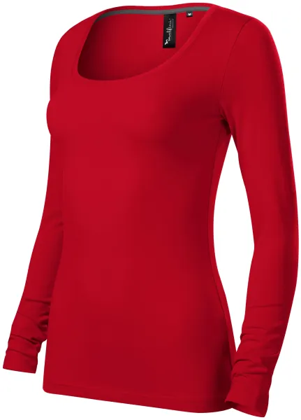 Damen T-Shirt mit langen Ärmeln und tiefem Ausschnitt - Damen Baumwoll-T-Shirt für jeden Tag