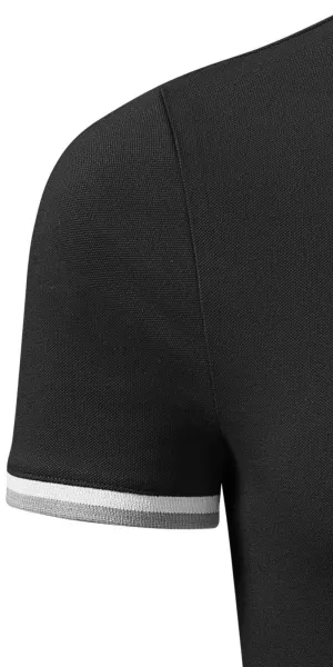 Herren Poloshirt mit Stehkragen - Kurzärmelig mit kontrastierenden Streifen