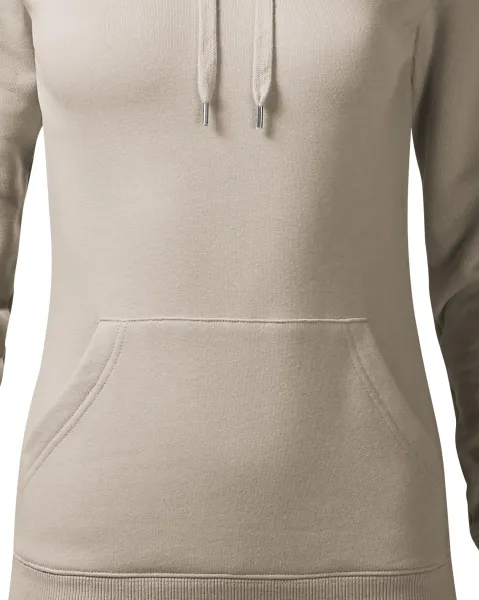 Damen Sweatshirt mit Kapuze ohne Reißverschluss - Taillierter Schnitt mit Seitennähten