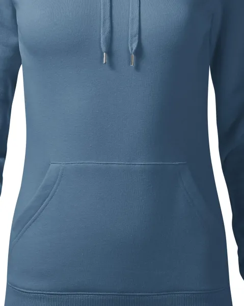 Damen Sweatshirt mit Kapuze ohne Reißverschluss - Taillierter Schnitt mit Seitennähten