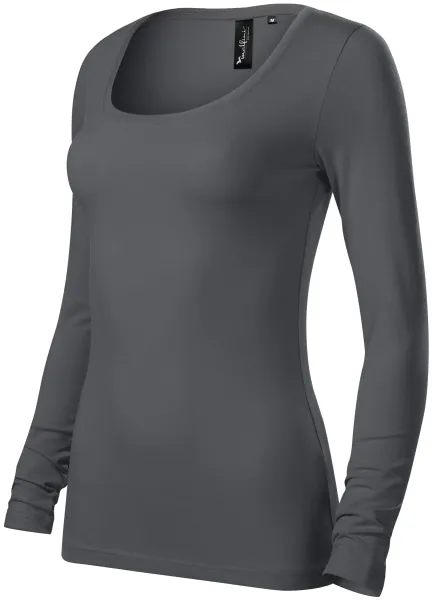 Damen T-Shirt mit langen Ärmeln und tiefem Ausschnitt - Damen Baumwoll-T-Shirt für jeden Tag
