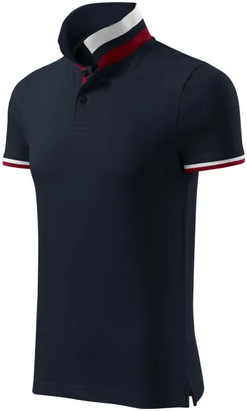 Herren Poloshirt mit Stehkragen - Herren-Poloshirt mit kontrastierendem Streifenkragen