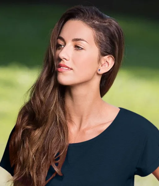 Damen langes T-Shirt/Kleid - Tiefer Rundhalsausschnitt